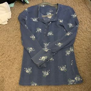 Hardly Worn Small Aerie Floral Patterned Long Sleeve Shirt